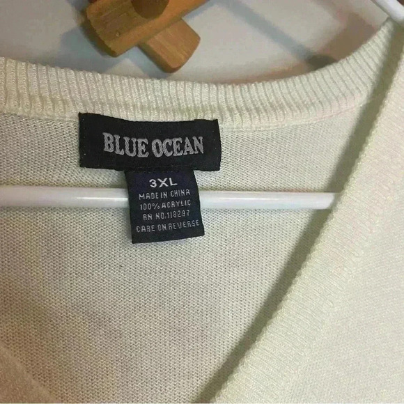 Blue Ocean Mens Solid White Sweater Vest Size 3xl preppy, collegiate, plus size - Picture 3 of 4